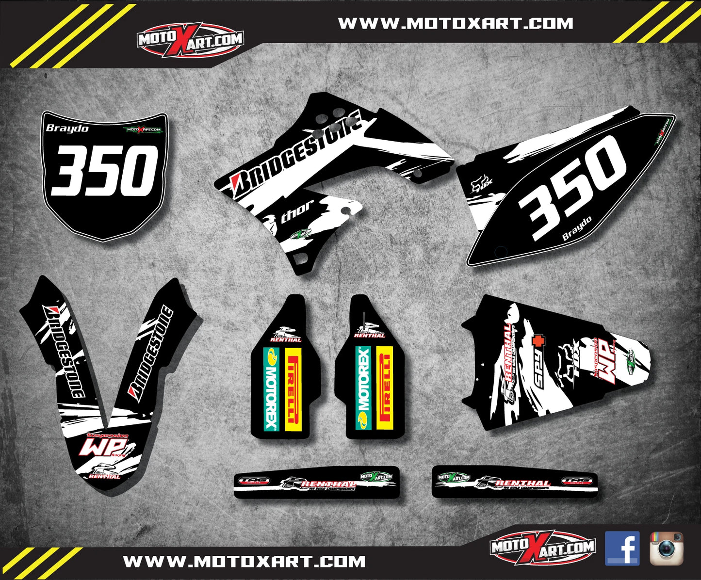 Full Graphics Kit for KXF 450 (2009-2011) - FLASH Style Custom Decals