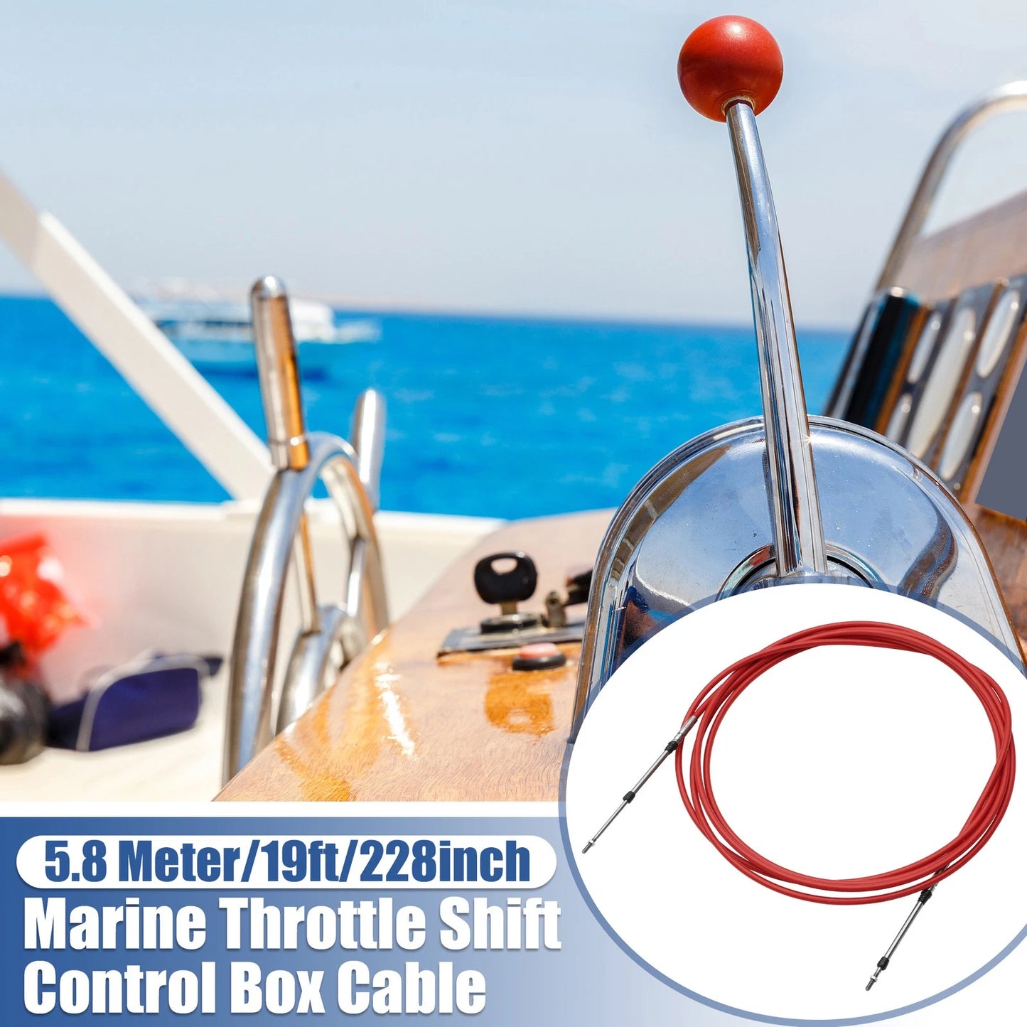 2 x Marine Throttle Shift Control Box Cable Red Steel for Make Model