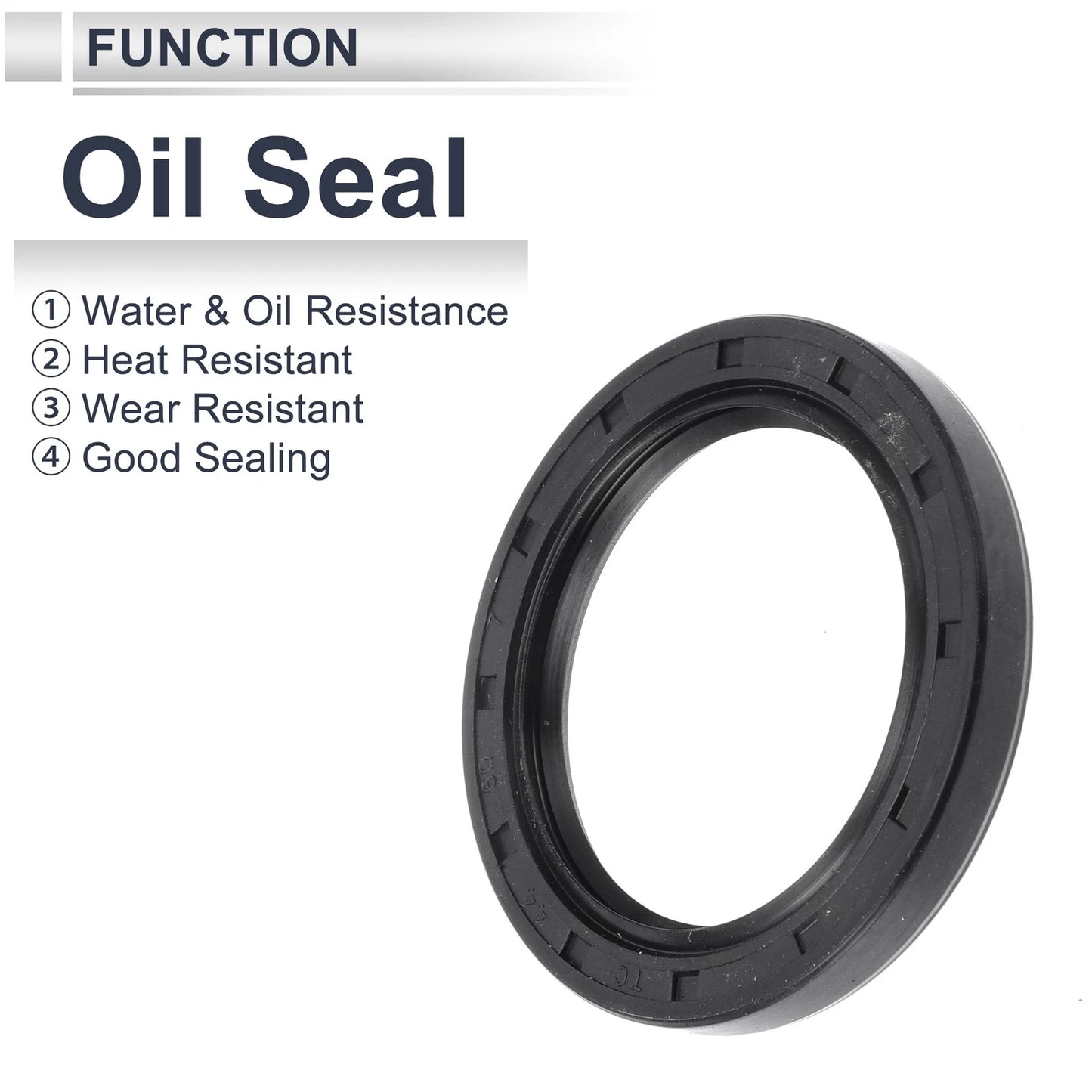 Oil Seal 44x60x7mm Black Rotary Shaft Seal Nitrile Rubber 5 Pcs