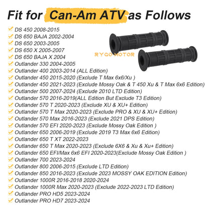 2 x Handlebar Grips for Can-Am Outlander 1000R 850 800 700 650 570