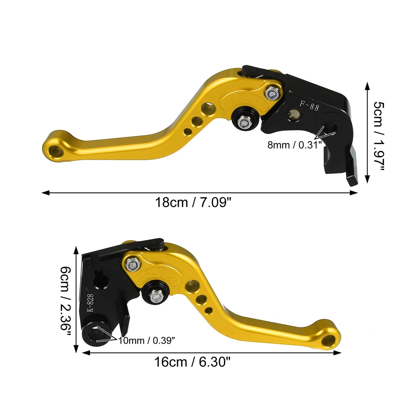Pair Brake/Clutch Levers Adjustable Folding for Kawasaki Gold Tone