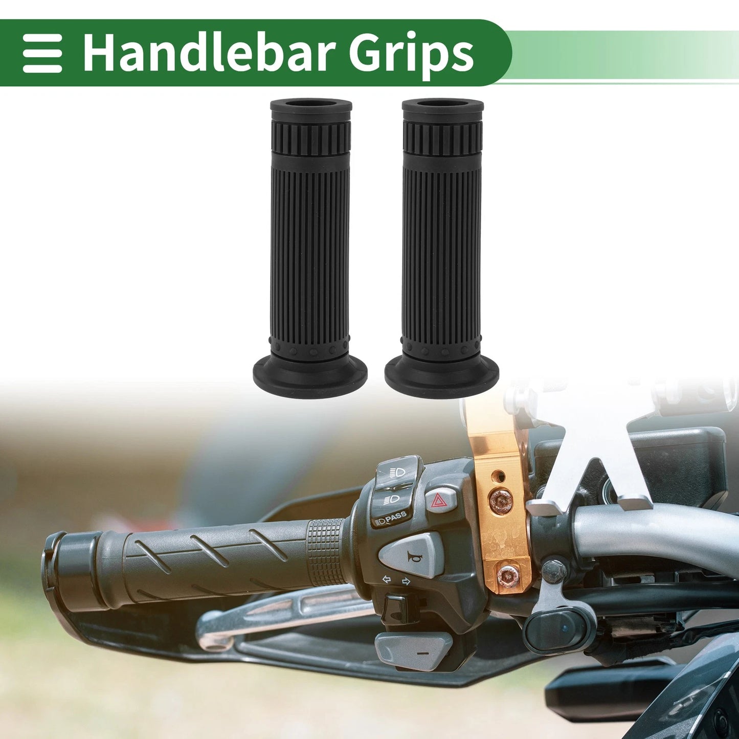 7/8" 22mm Hand Grips Cover Handlebar TPU Black for Motorcycle