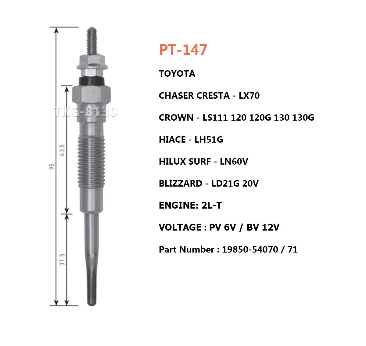 4 x Glow Plugs for Toyota Chaser, Cresta, Crown, Hiace, Hilux, Blizzard (1990-2000)