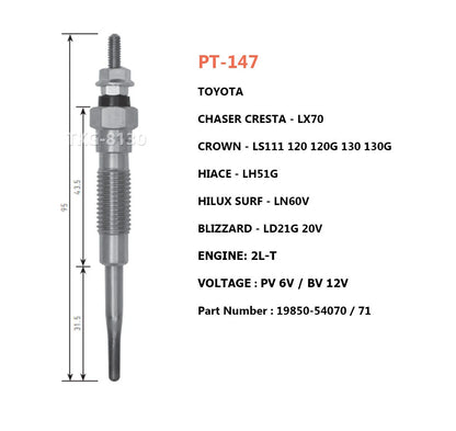 4 x Glow Plugs for Toyota Chaser, Cresta, Crown, Hiace, Hilux, Blizzard (1990-2000)