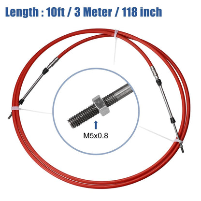 2 x 10ft 118 Inch Marine Type Shift Remote Control Box Cable for Yamaha