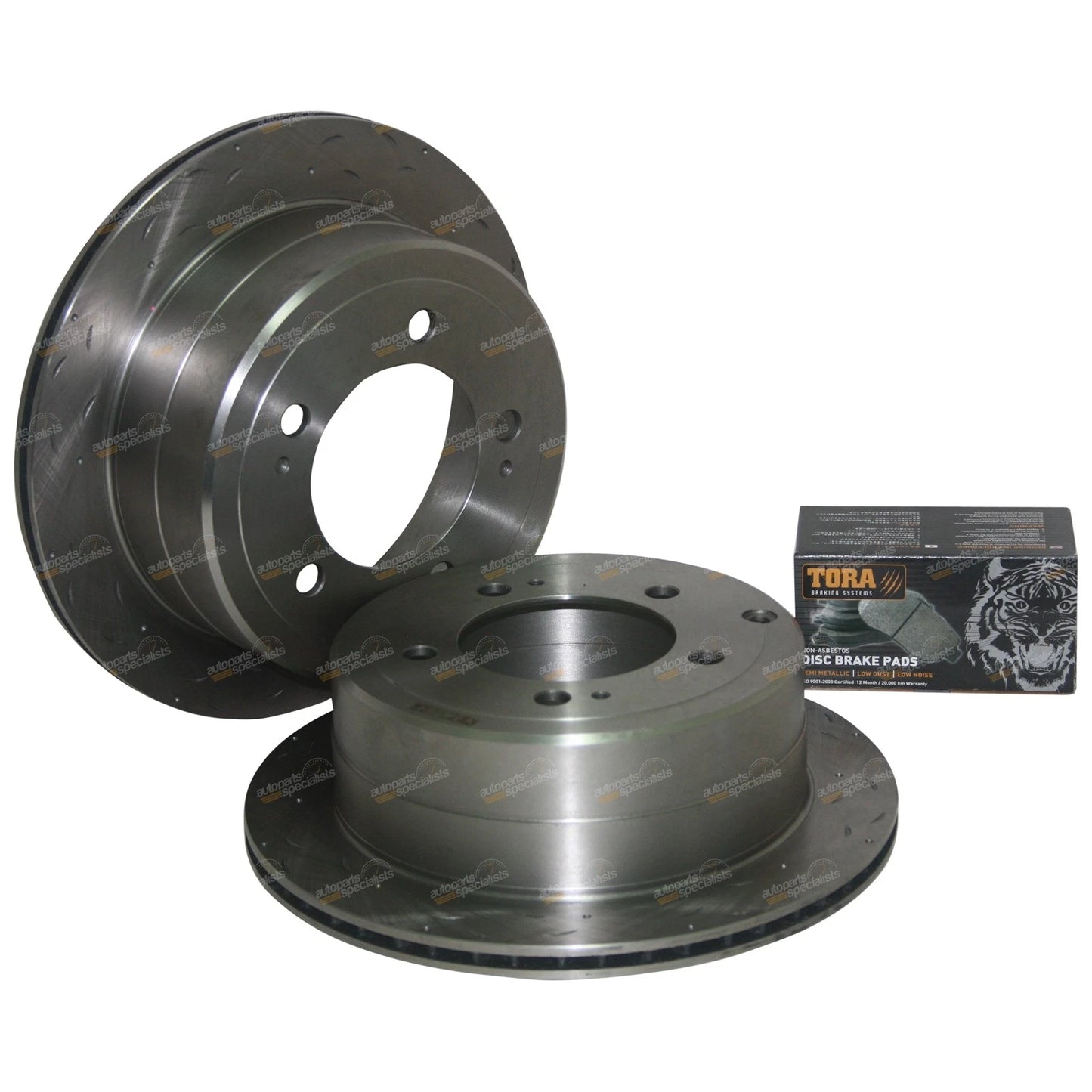 Rear Drilled Slotted Disc Rotors + Brake Pads for Landcruiser FZJ105/HZJ105