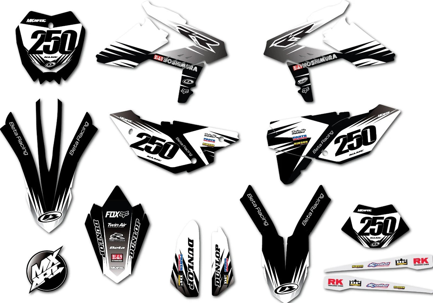 Custom Graphics Kit Sharp Style Decals for BETA RR (2013-2016)