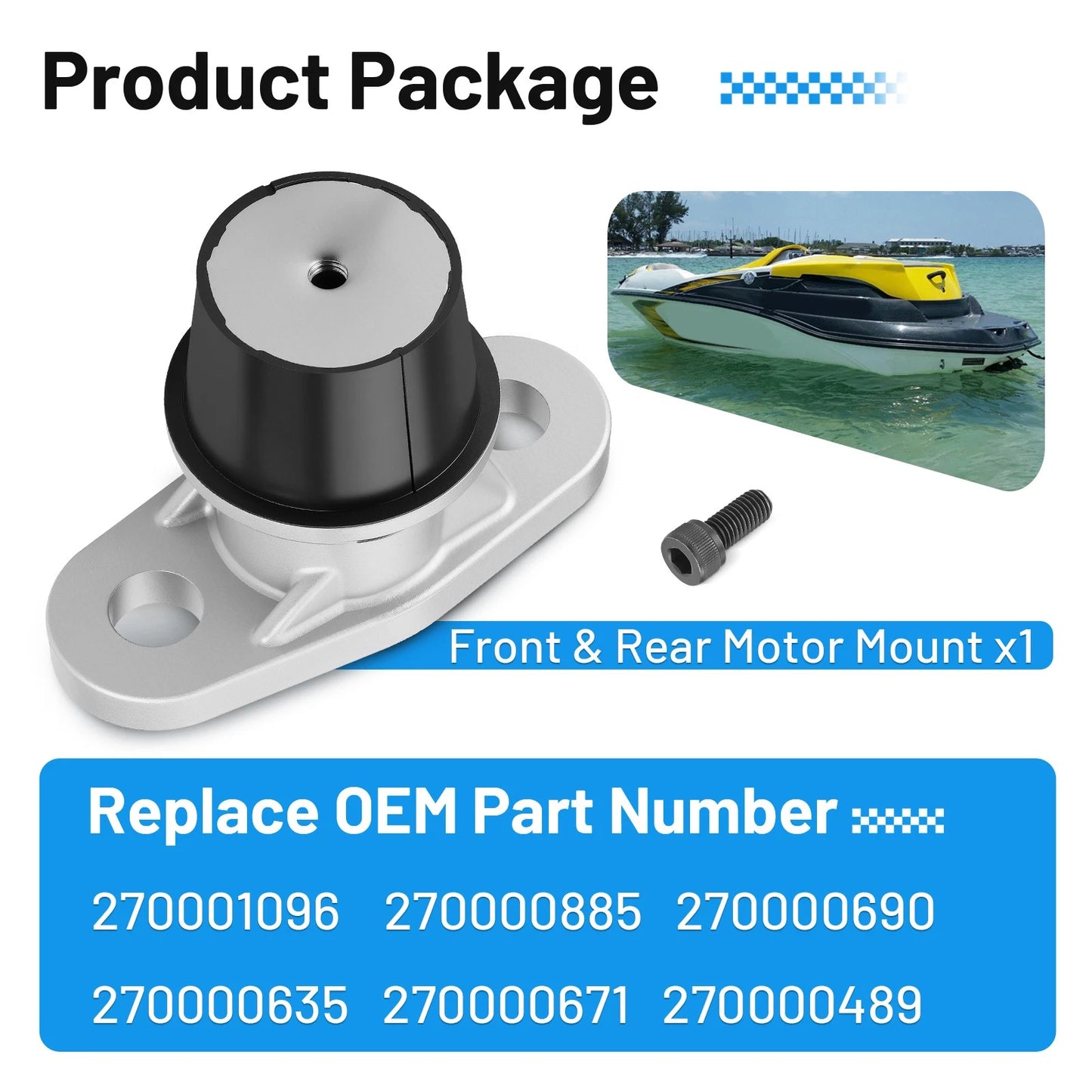Front/Rear Engine Rubber Motor Mount for Sea-Doo GTX/RXP/RXT (2003-2023)