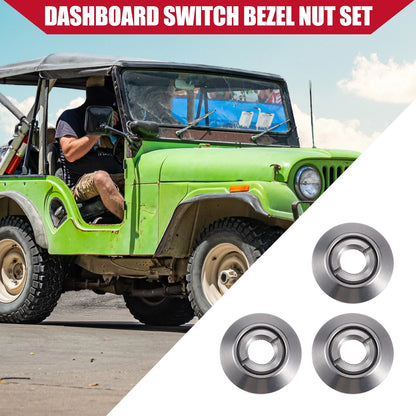 Dashboard Switch Bezel Nut Set for Jeep CJ5 (1968-1983) - Metal, Silver Tone