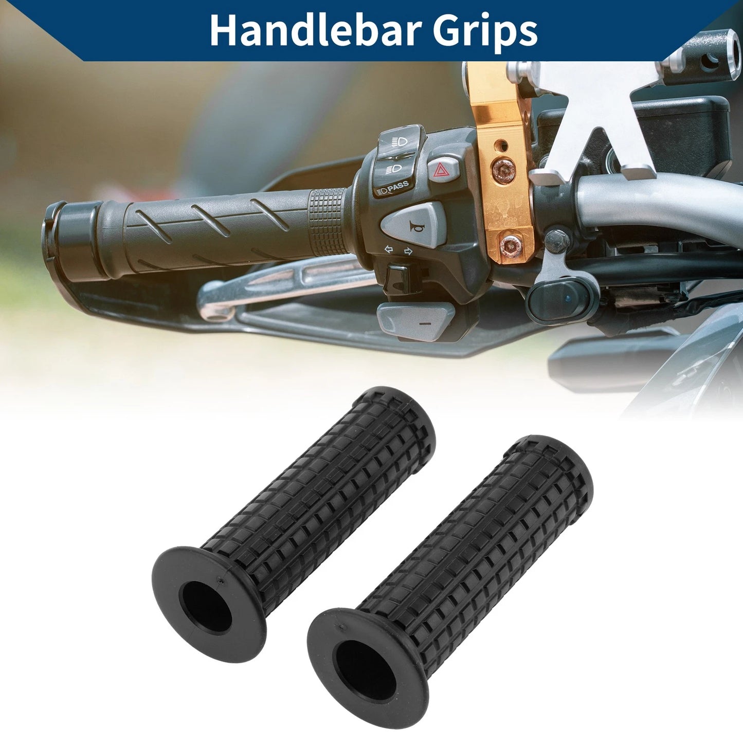 7/8 22mm Motorcycle Hand Grips Cover Handlebar Rubber Black for Motorcycle