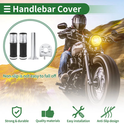 7/8 22mm Hand Grips Rubber Silver Tone for Motorcycle