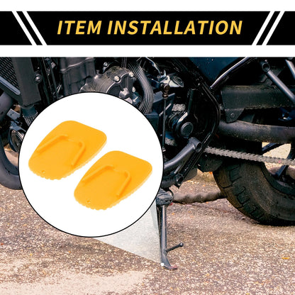 Universal Motorcycle Kickstand Pad 3.54 x 2.36 in Support Plate Yellow 2 x Pcs