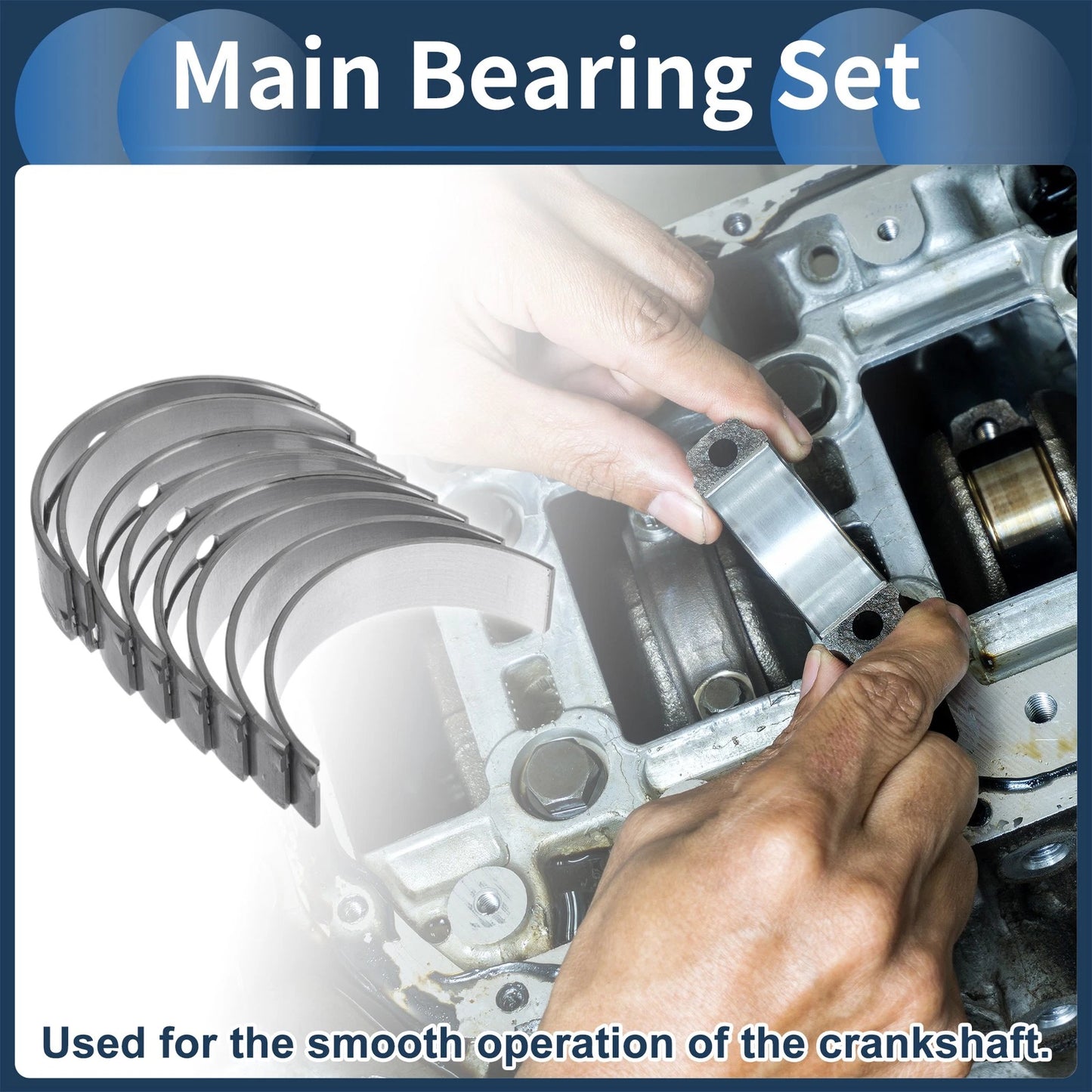 8 Pcs Main Bearing Set for Toyota Camry (1988–1991)