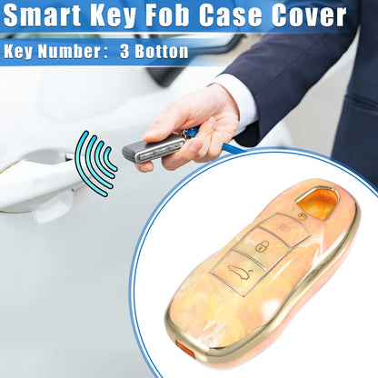 Button Smart Key Fob Case Cover TPU Orange for Porsche Cayenne (2011-2018)