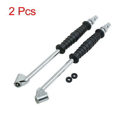 2 x Rubber Handle Metal Valve Tire Inflator Hose for Motorcycle Car