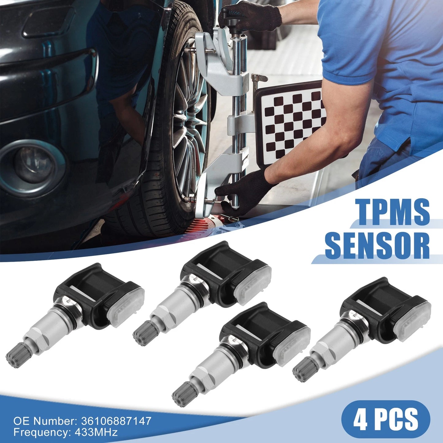 4 x TPMS Sensors for BMW X5 X4 (2019-2021) Black Silver Tone