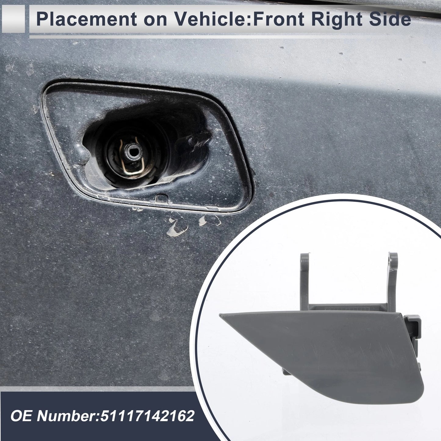 Bumper Headlight Washer Nozzle Cover for BMW 750i (Unpainted)