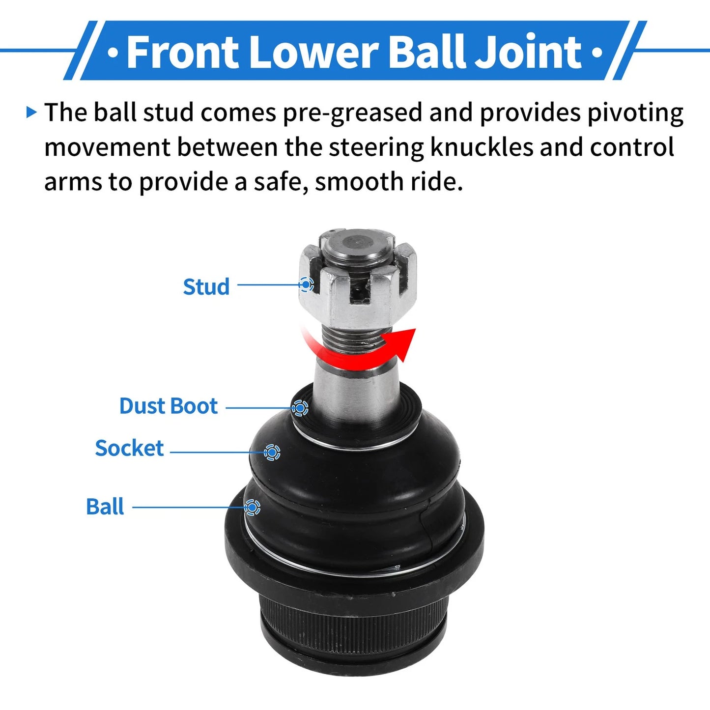 2 Pcs Front Lower Ball Joints for Ford Ranger (1999-2012)