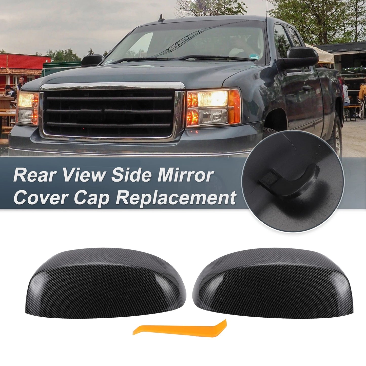 1 x Rearview Mirror Cover Cap Black Carbon Fiber for Chevrolet Avalanche