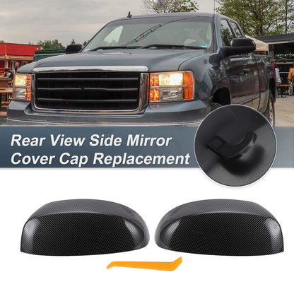 1 x Rearview Mirror Cover Cap Black Carbon Fiber for Chevrolet Avalanche