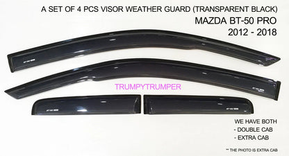 Visor Rain Shield Wind Deflector for Mazda BT-50 2012-2019