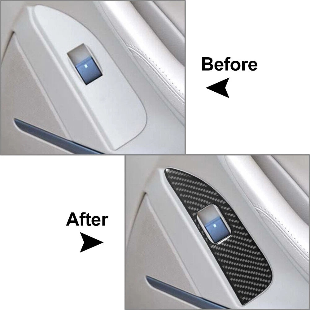 4 x Carbon Fiber Front Window Control Cover Trim for Cadillac CTS Sedan Wagon