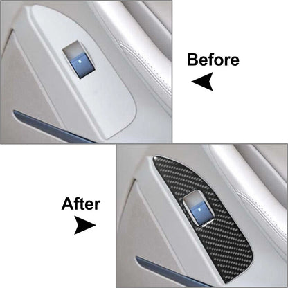 4 x Carbon Fiber Front Window Control Cover Trim for Cadillac CTS Sedan Wagon