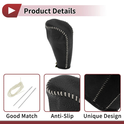 Gear Shift Knob Cover for BMW 3 Series E90 Black Beige Faux Leather (2004-2012)
