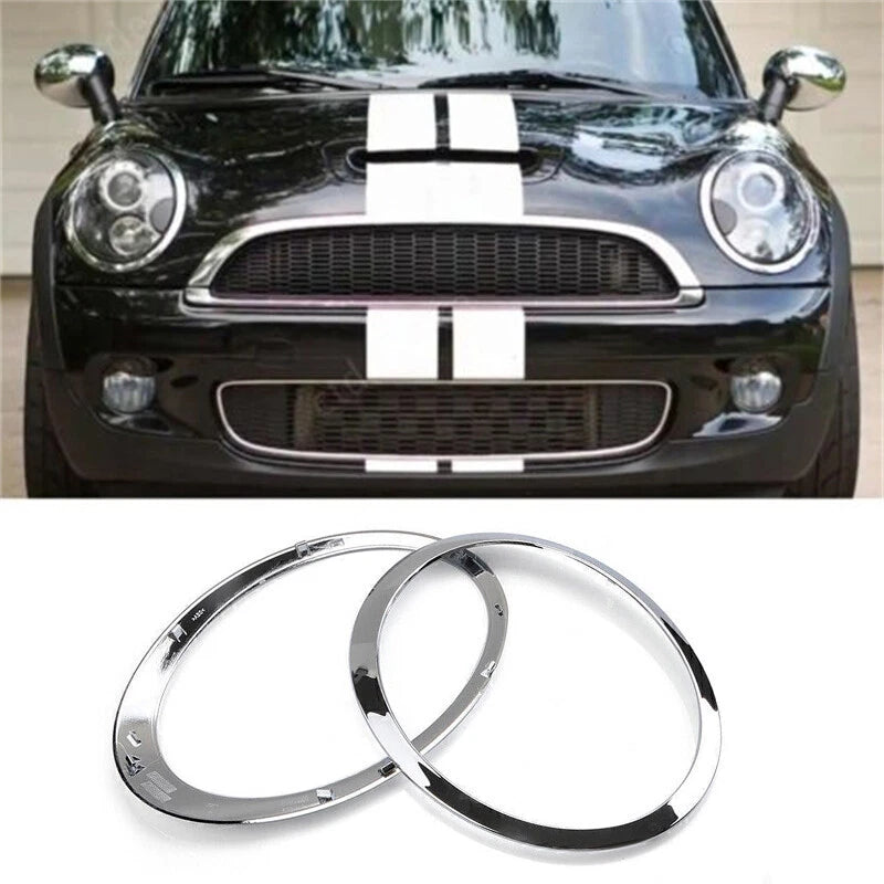 Headlight Trim Ring Set 2 x for Mini Cooper F55 F56 F57 (2014-2023) Chrome Silver