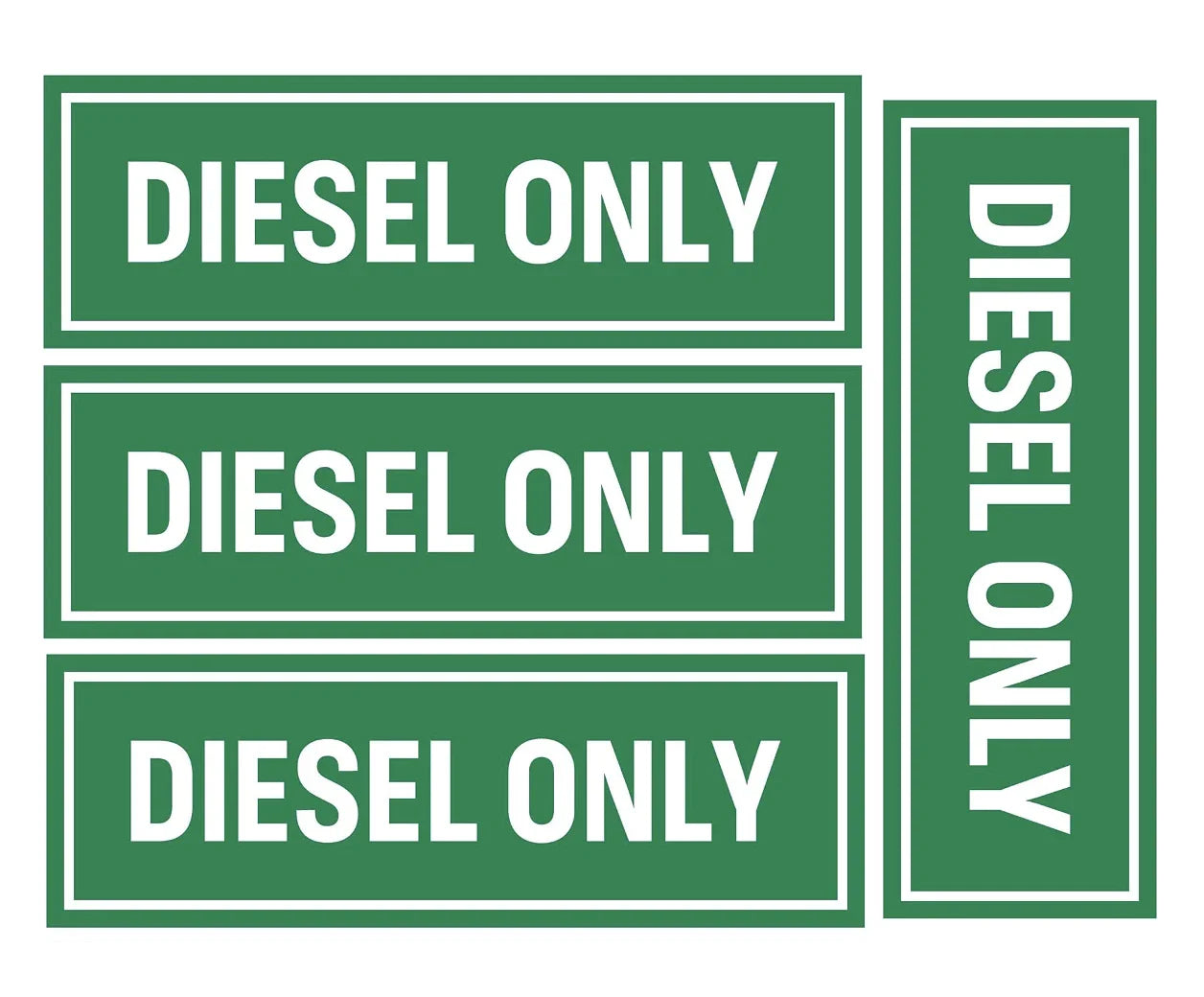2" x 6" Diesel Only Vinyl Stickers - Decals for Truck Oil Gas Fuel
