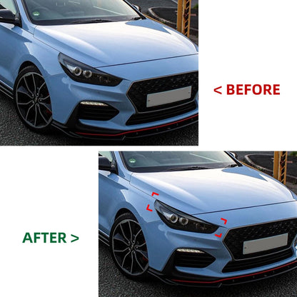 Headlight Eyelid Eyebrow 2 x For Hyundai i30 i30N MK3 (2017-2019) Gloss Black