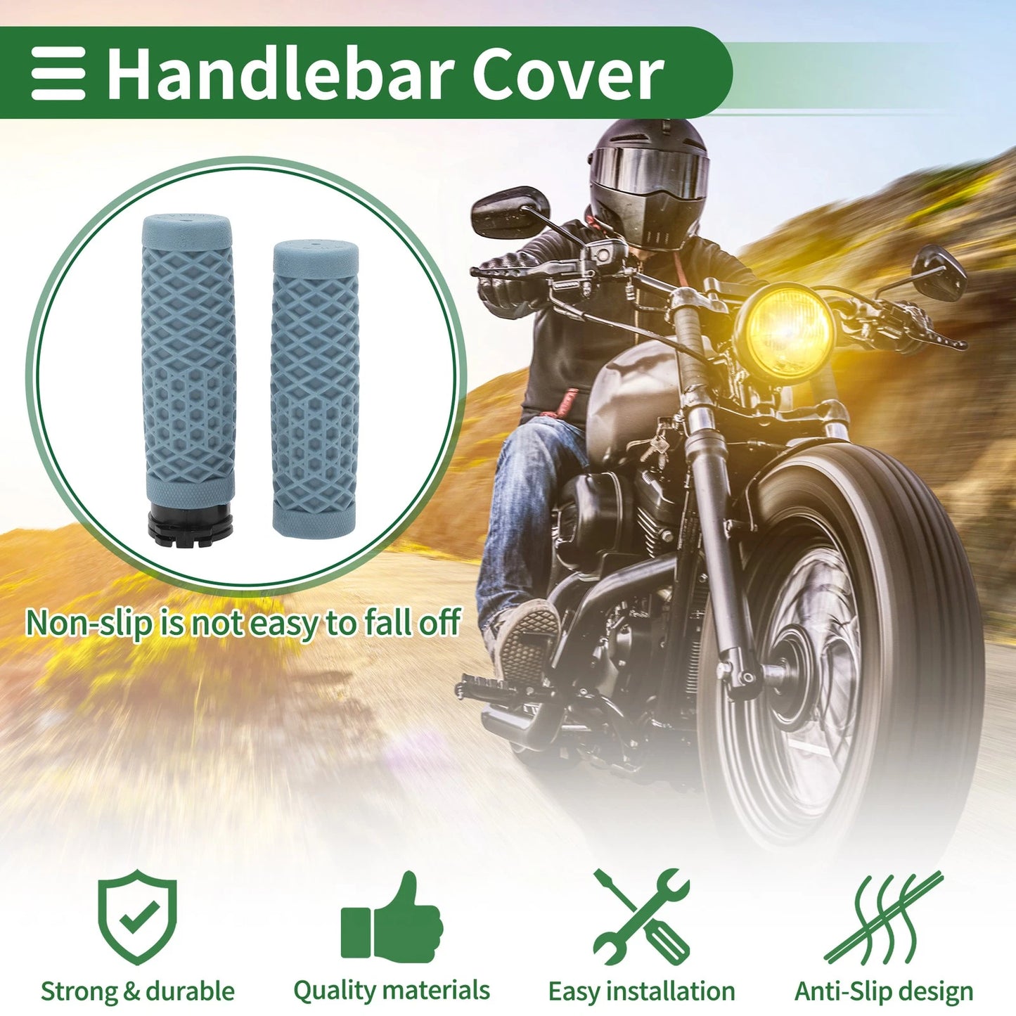 Hand Grips Cover Kit / 25mm / Handlebar Cover TPU Blue for Motorcycle