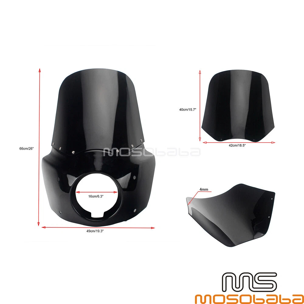 Black Headlight Fairing for Harley Low Rider FXLR, Softail Standard FXST (18-22)