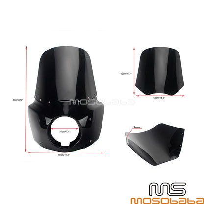 Black Headlight Fairing for Harley Low Rider FXLR, Softail Standard FXST (18-22)
