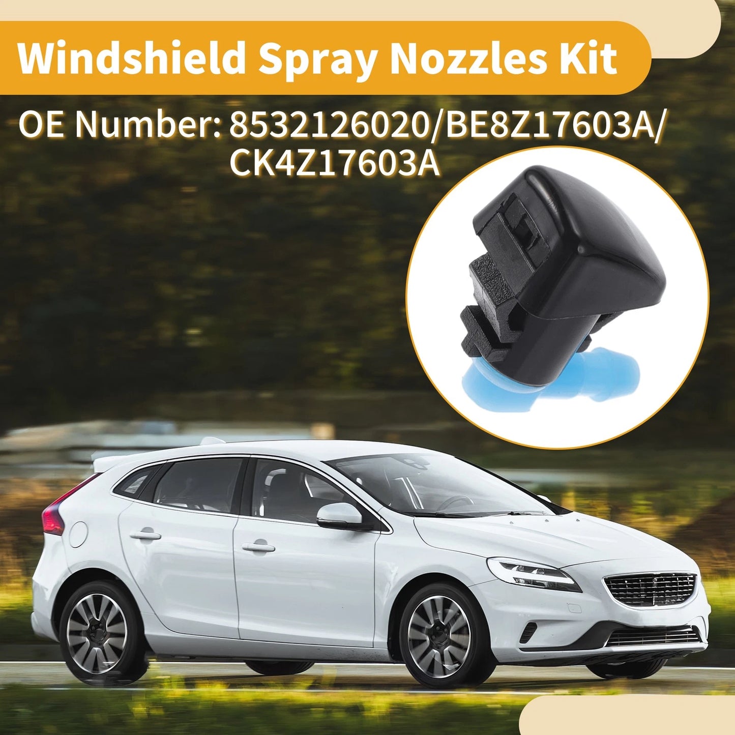 Windshield Washer Nozzle Kit for Ford Fiesta (2011-2022) with Gaskets