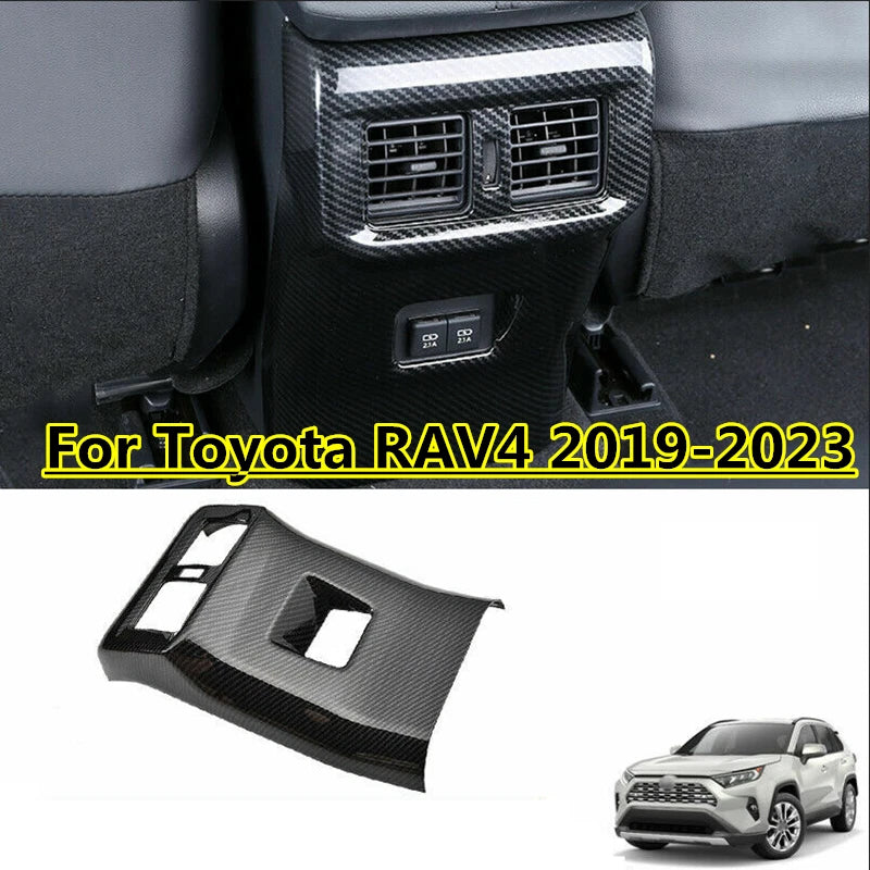 Carbon Fiber Rear Seat Air Vent Cover Trim Decor for Toyota RAV4 (2019–2023)