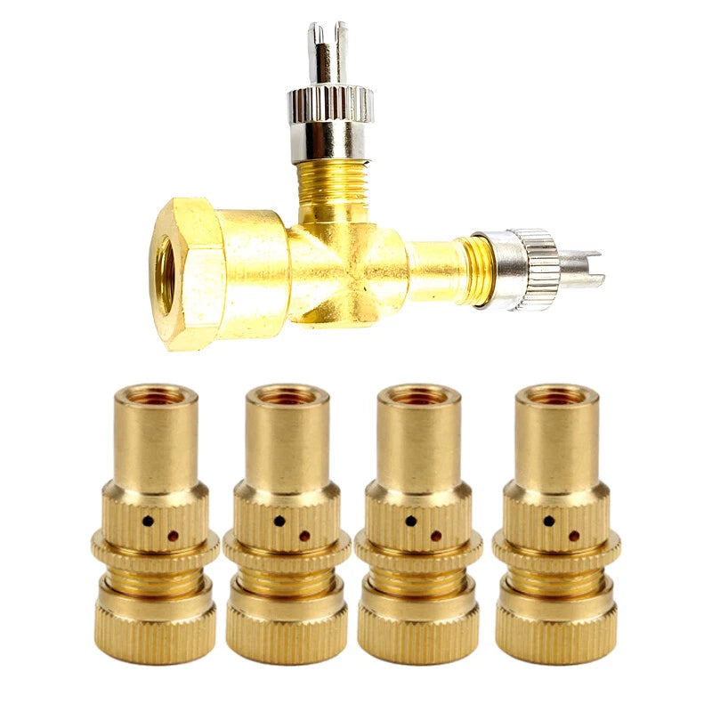 3 x TPMS Valve Tee Adapter Pure Copper Yellow for Motorcycles & Cars