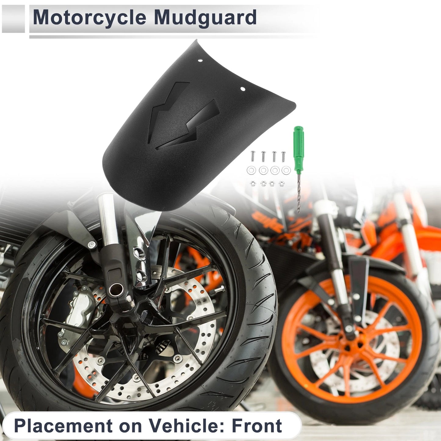 Motorcycle Fender Front Splash Guard 1 Set Black 03 22x11cm for Motorcycle