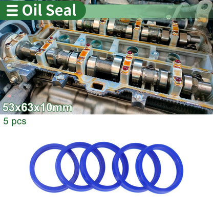 Oil Seal 53x63x10mm Seal Ring Rotary Shaft Seal TPU High Pressure Blue 5 Pcs