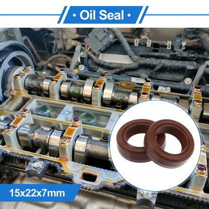 Oil Seal / 15x22x7mm Brown / Seal Ring Rotary Shaft Seal FKM Rubber 2 x for Make Model