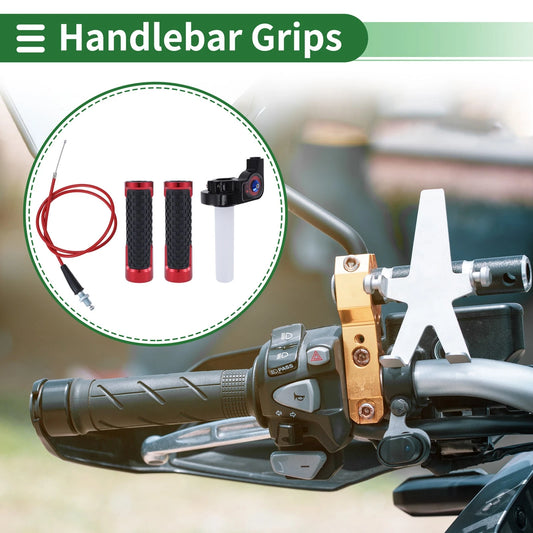 7/8" 22mm Hand Grips Cover Aluminum Alloy Rubber Red for Motorcycle