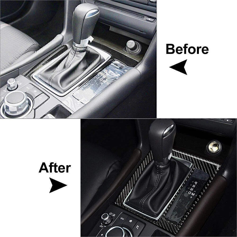 Carbon Fiber Console Gear Shift Pane Frame Cover for Mazda 3 Axela (2017-2018)