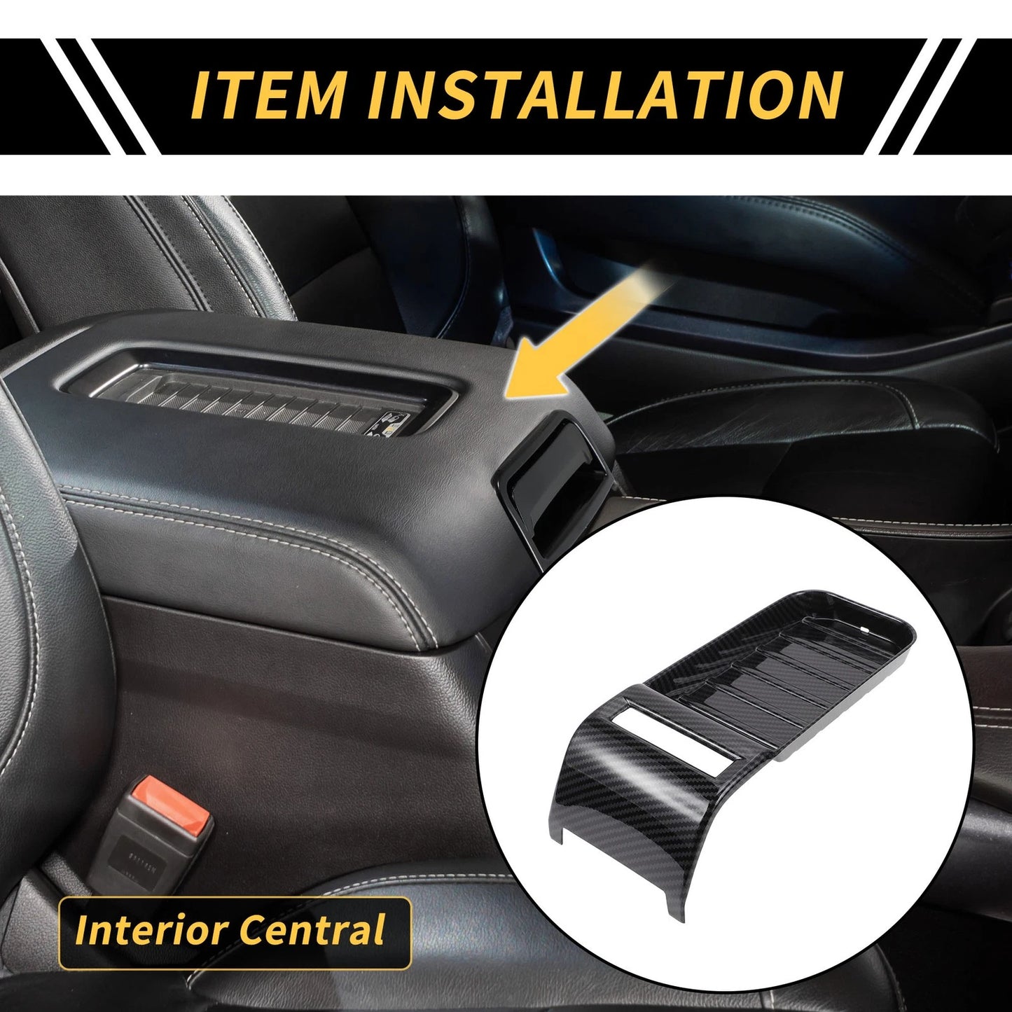 Carbon Fiber Central Armrest Storage Box Cover for Toyota Tundra (2014-2021)