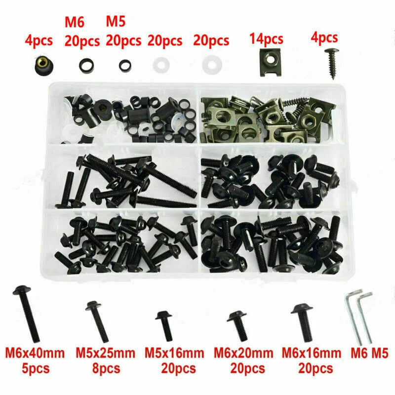 177 x Black Fairing Bolts M5/M6 Trim for F2
