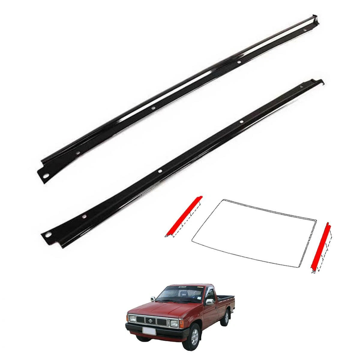 LH+RH Front Side Windshield Moulding Trim Fits Nissan Navara D21 Ute 1986-97