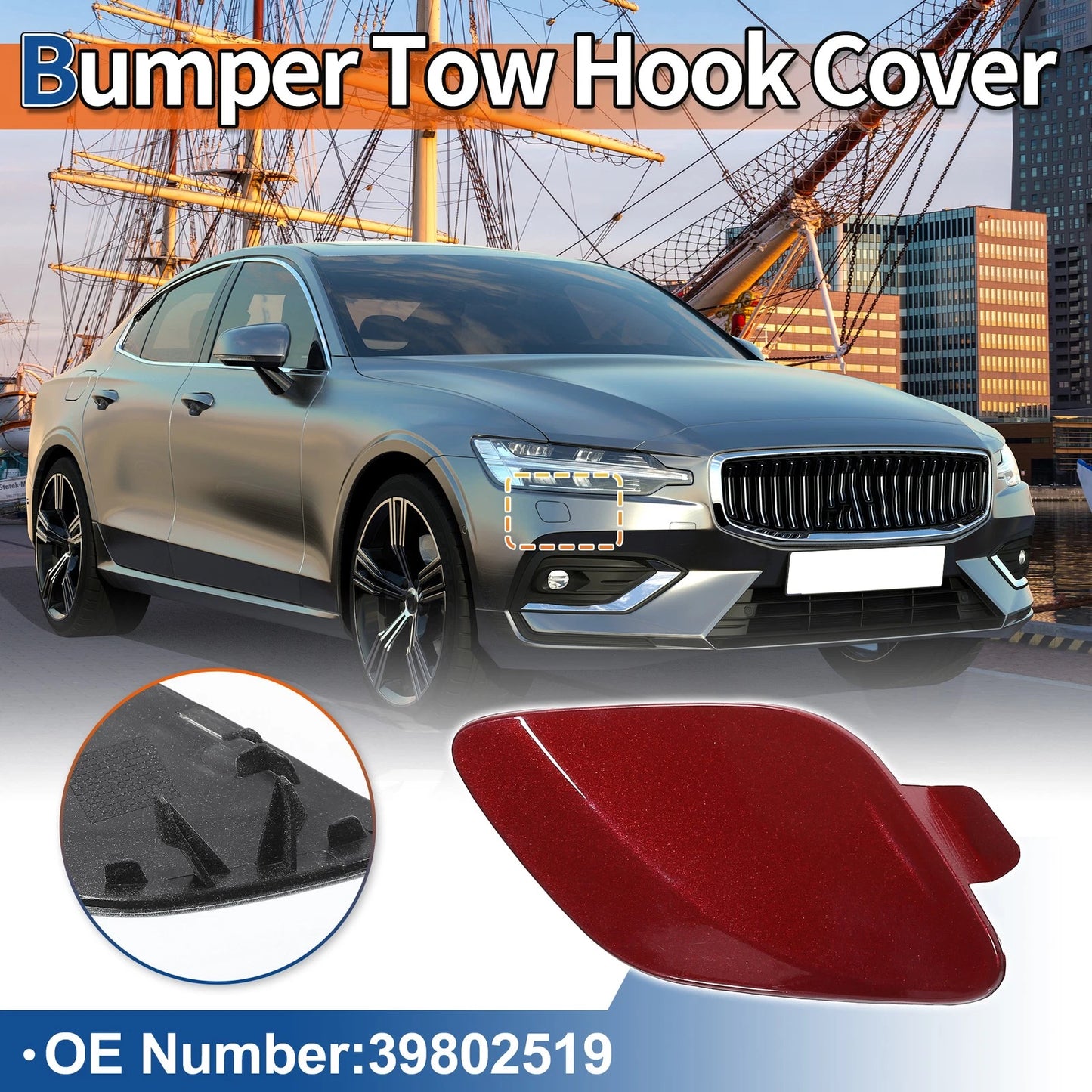 Front Right Tow Hook Cover for Volvo S60 (2011-2013) - Red