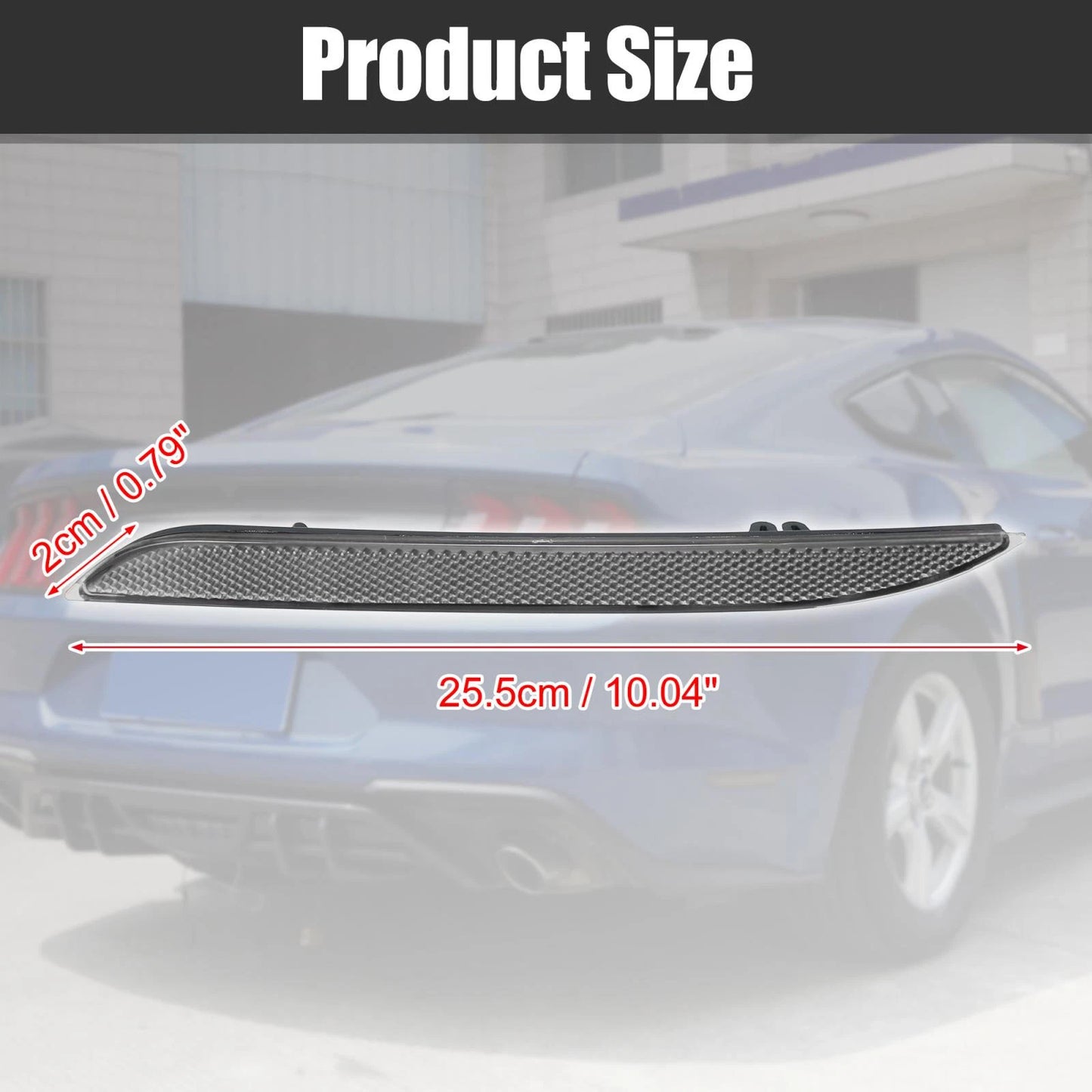 Bumper Reflector Stickers 2 x for Ford Mustang (2015-2023) Smoked Black