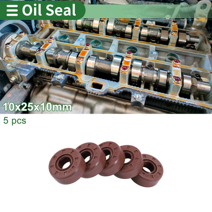 Oil Seal 10x25x10mm Brown 5 Pcs