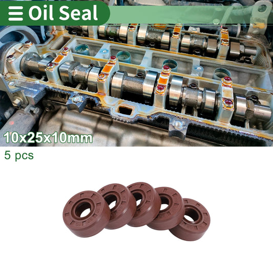 Oil Seal 10x25x10mm Brown 5 Pcs
