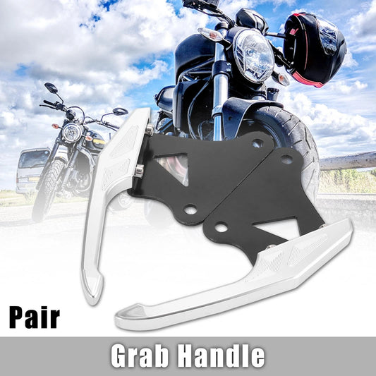 Rear Seat Grab Bars Handle Silver Tone Pair for Honda MSX125